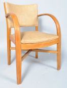 A late 1940's/early 1950's elbow chair with oak bent wood arms,