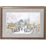 John Herring, watercolour, Cascade of water (Pennines), signed and dated '85 bottom left,