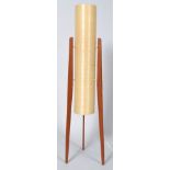 A 1970's floor standing rocket lamp, with spun fibre glass shade enclosing double bulb holders,