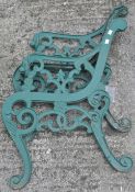 Two pairs of cast iron bench ends, of plain form, overall 78cm,