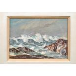 G W Pike, Crashing Waves, oil on board, signed lower left, 16.