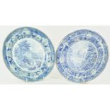 An early 19th century blue and white plate,'Belvior Castle', and another blue and white plate,
