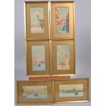 A group of six early 20th century watercolours, Views of Venice, indistinctly signed,