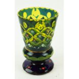 A Bohemian blue flashed yellow goblet,