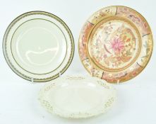 A late 18th century creamware plate with pierced rim, 19cm diameter,