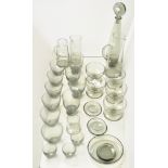 A collection of retro smoked glass cups, jugs,