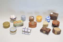 A quantity of trinket boxes, including Sevres style examples and stone,