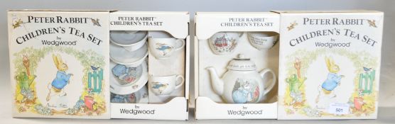 A six piece Wedgwood 'Peter Rabbit' children's tea set, and another four piece service,