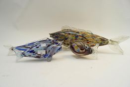 A group of four Murano 'end of day' glass fish,