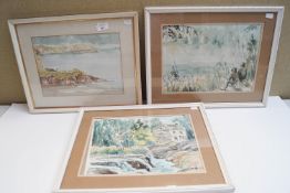 Elizabeth Mitchell, Coastal scene, watercolour, 38cm x 39 cm (max) inc frame,