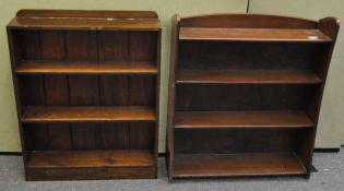 A 1940's stained oak bookcase, 69cm x 89cm,