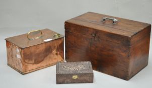 A wooden workbox, 38cm x 23cm,