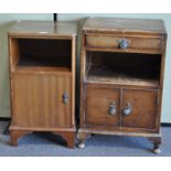 Two stained oak bedside cupboards,