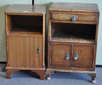 Two stained oak bedside cupboards,