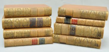 Eight leather bound books