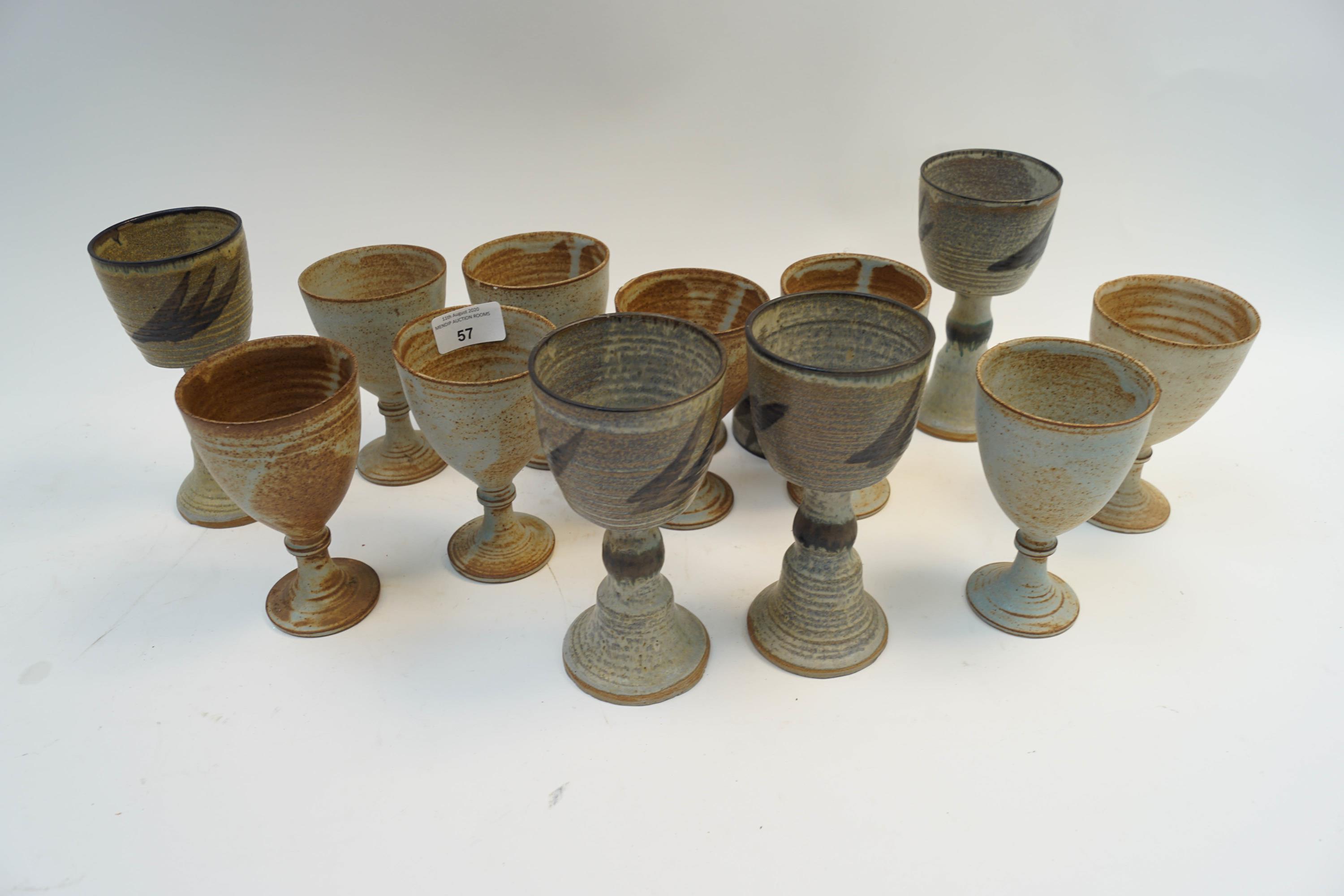 A group of Art pottery goblets,