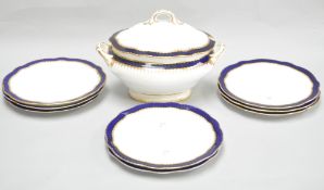 An early 20th century Coalport twin handled tureen, retailed by Waring and Gillow,