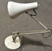 A white finished Herbert Terry & Sons anglepoise 90 lamp on round base,