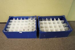 Two boxes of caterer's glasses