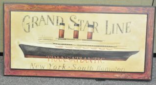 A Grand Star Line, Trans Atlantic New York - Southampton wall plaque sign,