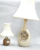 Two 1970's pottery table lamps, the tallest 44cm high,