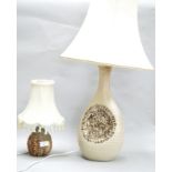 Two 1970's pottery table lamps, the tallest 44cm high,