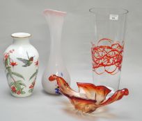 Two Studio glass style vases, tallest vase