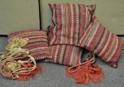 A group of cushions in a Berber style fabric