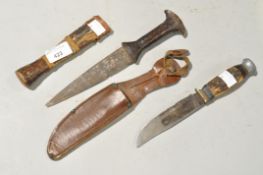 A Dervish arm dagger with another hunting dagger,
