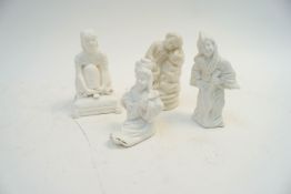 Four 20th century miniature Parian figures, to include two Japanese musicians and others,