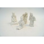 Four 20th century miniature Parian figures, to include two Japanese musicians and others,