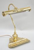 A banker's brass lamp, 39cm high,