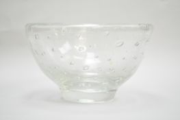 A Whitefriars William Wilson bubble control footed bowl with ground pontil,