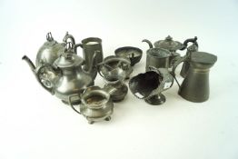 A group of assorted pewter items