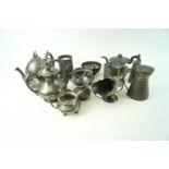 A group of assorted pewter items