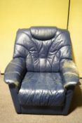 A blue leather armchair