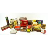 A group of assorted tins and boxes