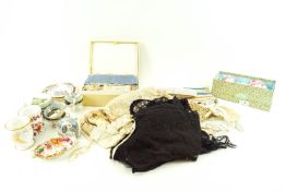 A quantity of lace and other items