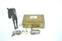 A Spelter figure of a foal and other items