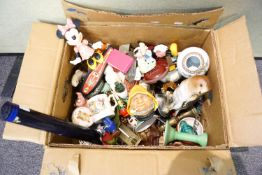A pair of Mickey and Minnie mouse figures and other items