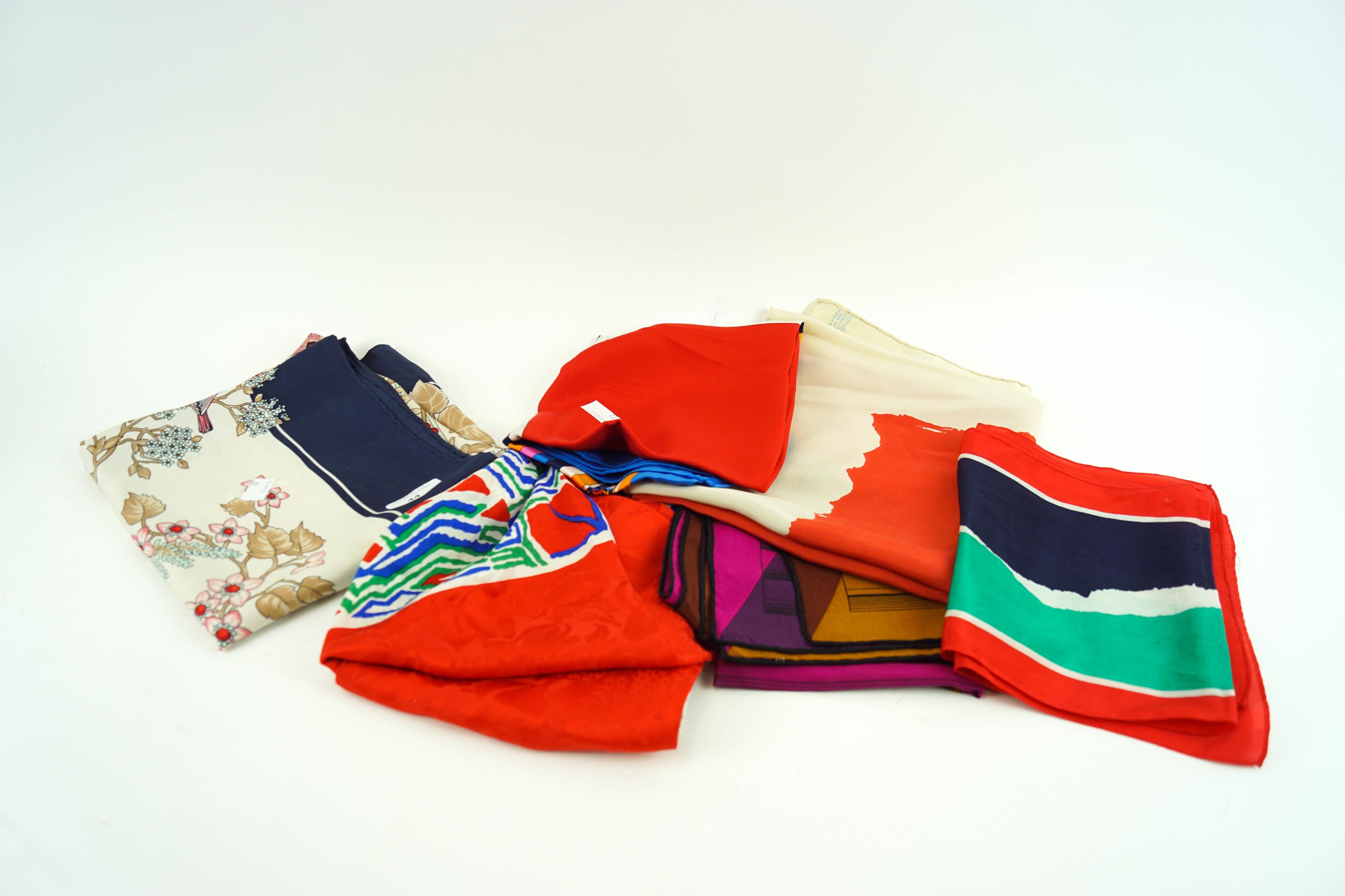 A Bayron silk scarf and other silk scarves