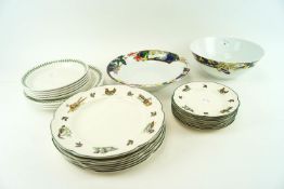 A collection of assorted plates and bowls, to include Portmeirion,