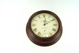 A Newgate Station style clock with Roman numeral dial and mahogany case
