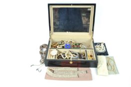 A Victorian silver locket and other costume jewellery