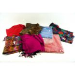 Three pashminas and other scarves
