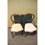 Two Victorian balloon back chairs and a folding card table