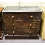 A Victorian two over two painted pine chest of drawers with knob handles,