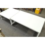 Two painted coffee tables, the largest rectangular one,