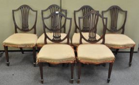 Six mahogany camel back chairs,