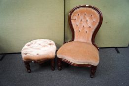 A Victorian style nursing chair and footstool